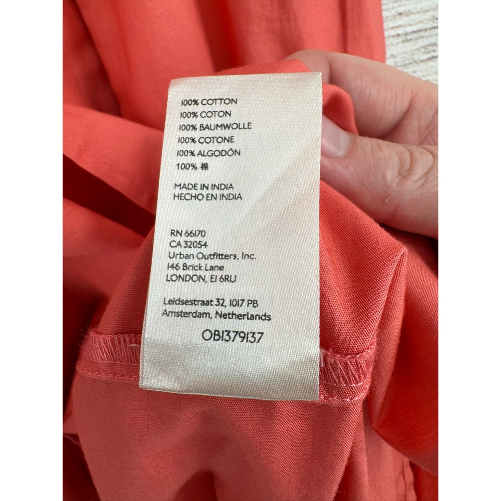 Maeve Anthropologie Maxi Dress Women Size 6 Coral Tiered Smocked V-Neck Cotton - Picture 6 of 9